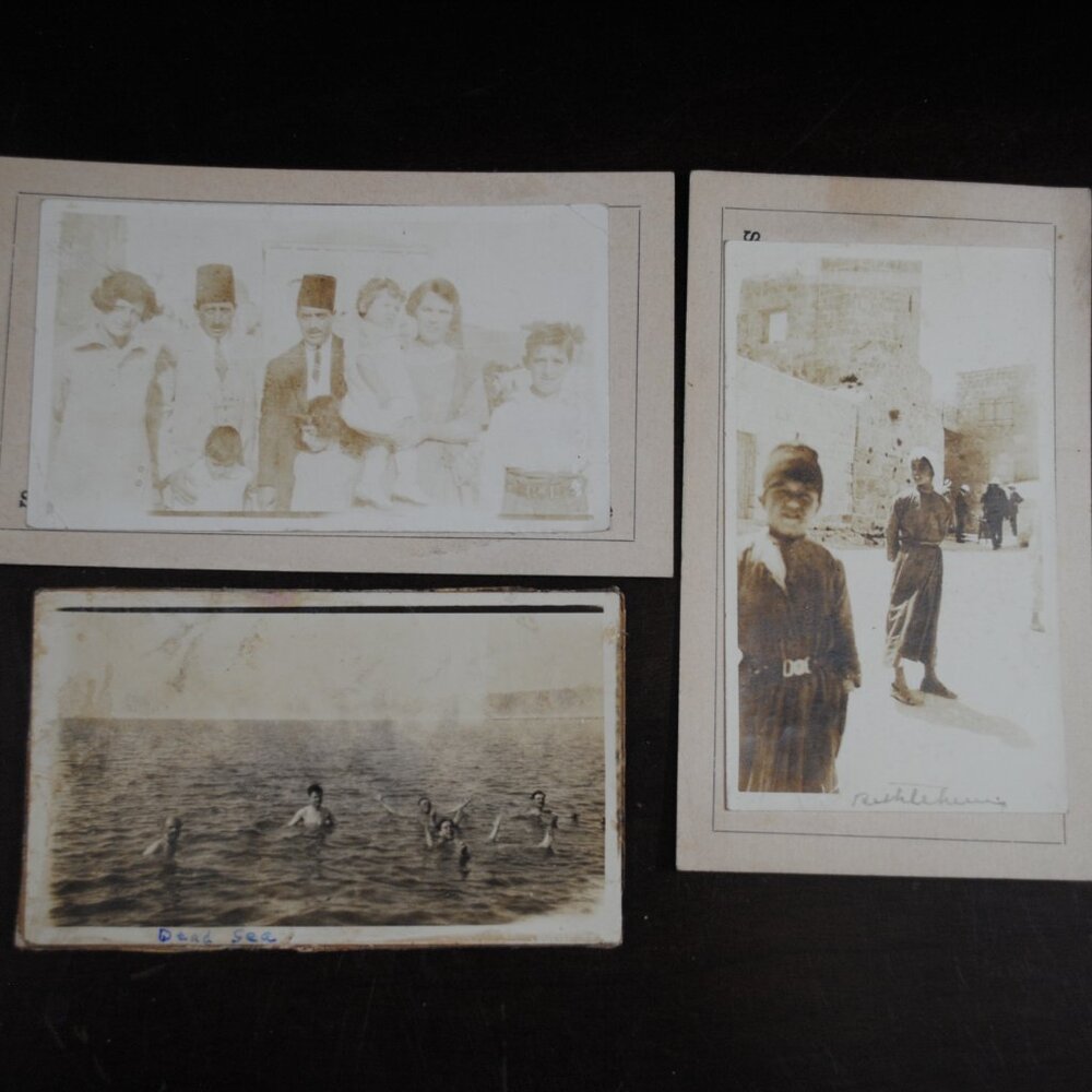 Lot of 3 Vintage 1920s-30s Photos of People at Dead Sea & Bethlehem, Israel